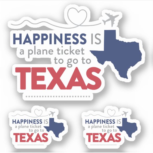 Sticker Set 3 Happiness est un billet d'avion pour le Texa (Devant)