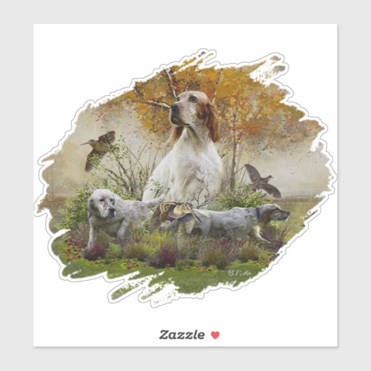 Sticker Set anglais avec faisans, art (Feuille)