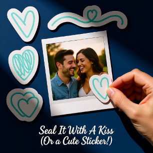 Sticker Set de 8 bleu clair Valentine's Day coeurs autocol