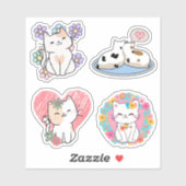 Sticker Set de chats parfaitement adorable étanche (Feuille)