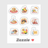 Sticker Set de pizza (Feuille)