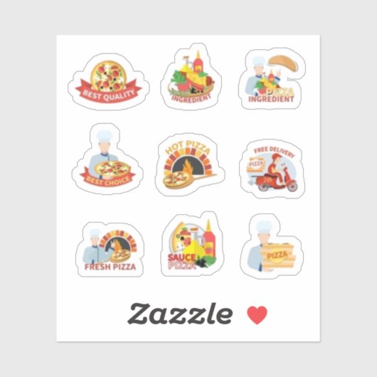 Sticker Set de pizza (Feuille)