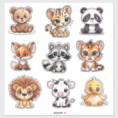 Sticker Set de vinyle imperméable pour bébés animaux (Feuille)