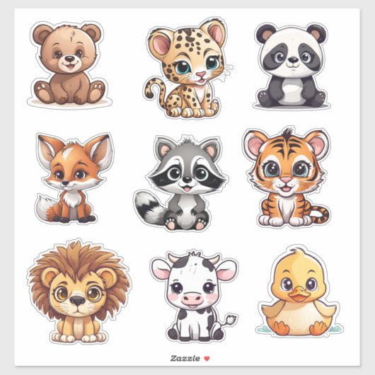 Sticker Set de vinyle imperméable pour bébés animaux (Feuille)