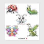 Sticker Set d'insectes Cute Kawaii étanche (Feuille)