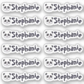 Sticker Set of 12 Cute Panda Name Labels (Devant)