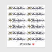 Sticker Set of 12 Cute Turtle Name Labels (Feuille)