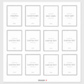 Sticker Set of 12 Personalized Waterproof Household Labels (Feuille)