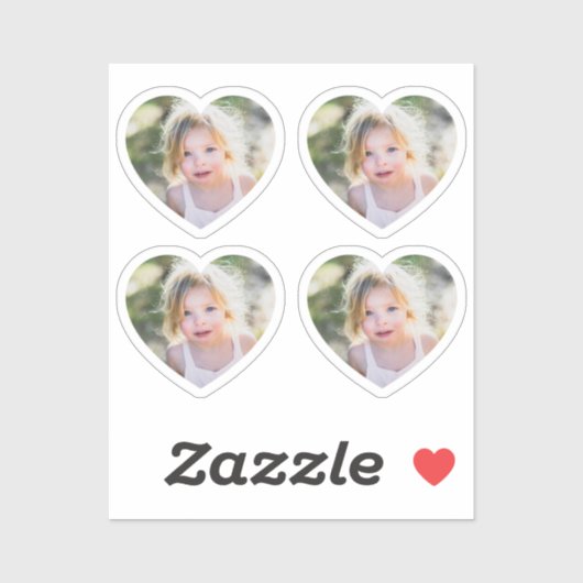 Sticker Set of 4 Cute Heart Custom Photo (Feuille)
