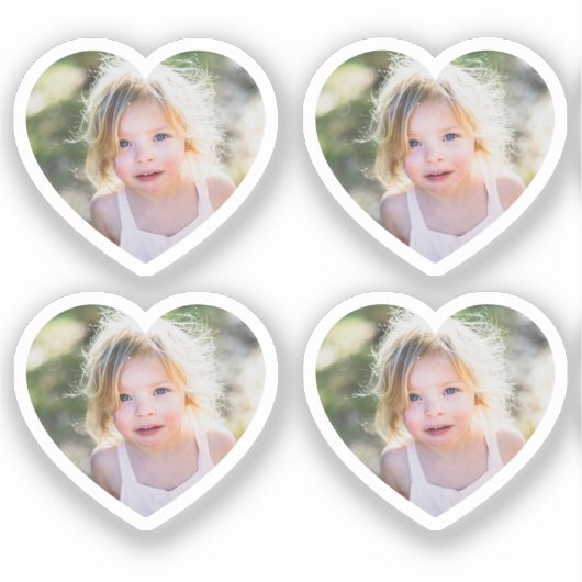 Sticker Set of 4 Cute Heart Custom Photo (Recto)