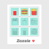 Sticker Set repas hamburger (Feuille)