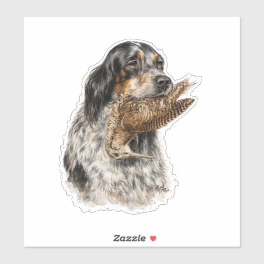 Sticker Setter anglais, chasse à la bécasse (Feuille)