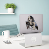 Sticker Setter anglais, mignon chiot (Ordinateur portable sur le bureau)