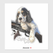 Sticker Setter anglais, mignon chiot (Feuille)