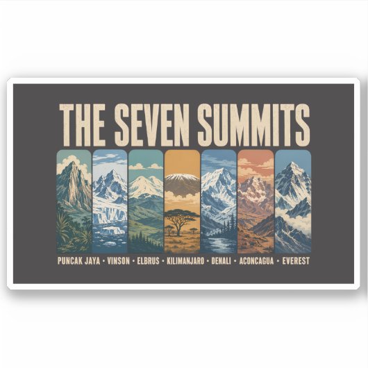 Sticker Seven Summits Mountain Landmarks Illustration (Devant)