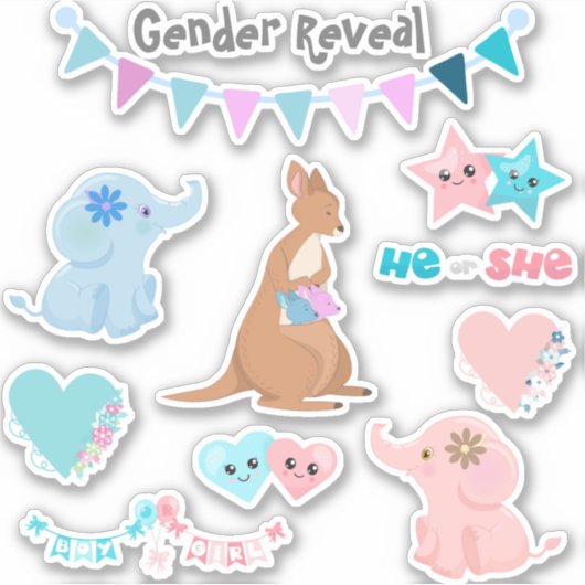 Sticker Sexe Révéler Bébé Rose bleu ensemble (Devant)