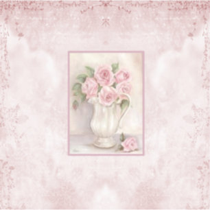 Sticker Shabby Chic Vase Vintage avec Roses