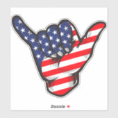 Sticker Shaka Hand American Flag USA Juillet Quatrième pat (Feuille)