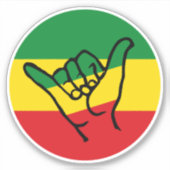 Sticker Shaka Hand With Reggae Colors (Devant)