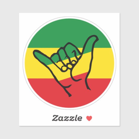 Sticker Shaka Hand With Reggae Colors (Feuille)