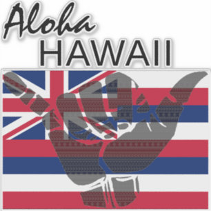 STICKER SHAKA TRIBAL (HANG LOOSE) ALOHA HAWAII HIFLAG BG