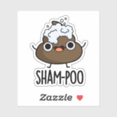 Sticker Sham-poo Drôle Poop Avec Shampoo Bubbles Pun (Feuille)