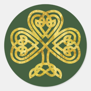 Sticker Shamrock à noeud celtique or et vert