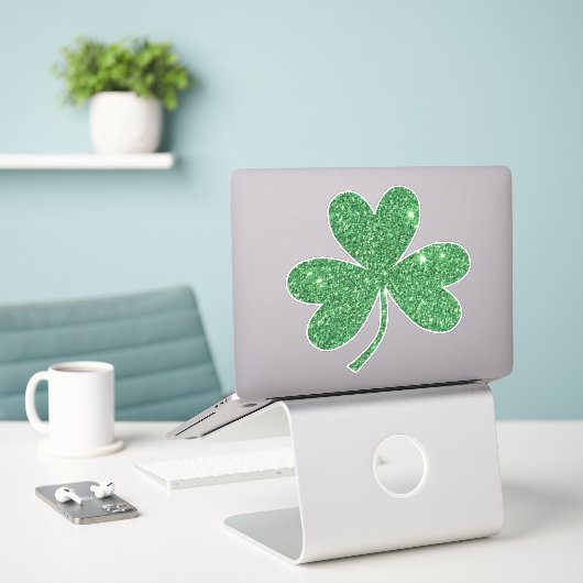 Sticker Shamrock à Parties scintillant verte (Ordinateur portable sur le bureau)