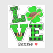 Sticker Shamrock Green Plaid Love Sea Turtle St Patrick'S (Feuille)