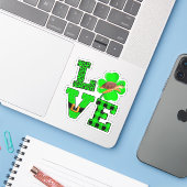 Sticker Shamrock Green Plaid Love Sea Turtle St Patrick'S (Ordinateur portable avec iPhone)