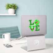 Sticker Shamrock Green Plaid Love Sea Turtle St Patrick'S (Ordinateur portable sur le bureau)