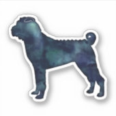 Sticker Shar-Pei race Chien noir Aquarelle Silhouette (Devant)