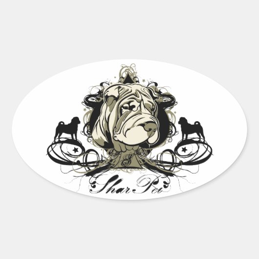 Sticker Shar Pei Urbain Flourissant (Devant)