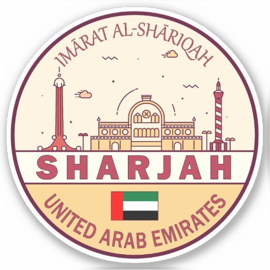 Sticker Sharjah Émirats arabes unis Emblem Skyline de la v (Devant)