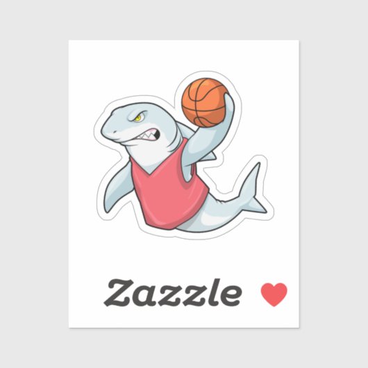 Sticker Shark at Sports with Basketball (Feuille)