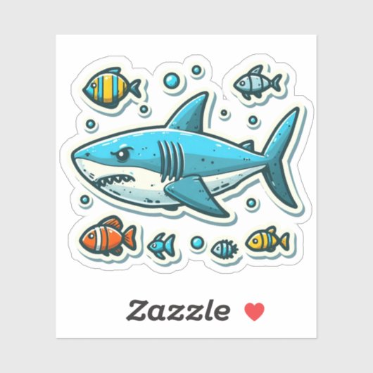 Sticker Shark Drawing : Les Clés de la mer #18 (Feuille)