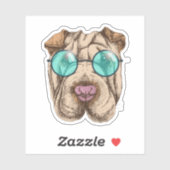 Sticker Sharpei dans les lunettes de soleil (Feuille)