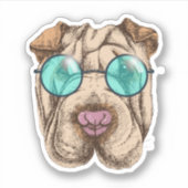 Sticker Sharpei dans les lunettes de soleil (Devant)