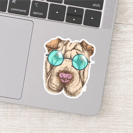Sticker Sharpei dans les lunettes de soleil (Détail)