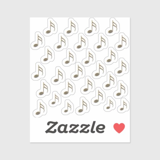 Sticker Sheet of 30 Metallic Gold Music Notes 3D (Feuille)