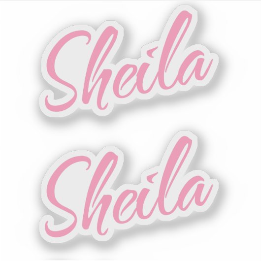 Sticker Sheila nom rose écriture cursive écriture x2 (Devant)