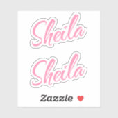 Sticker Sheila nom rose écriture cursive écriture x2 (Feuille)