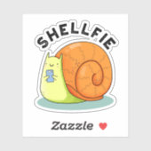 Sticker Shellfie Fundy Snail Selfie Pun (Feuille)