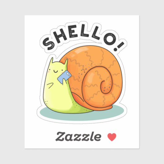 Sticker Shello Funny Snail Cellphone Pun (Feuille)