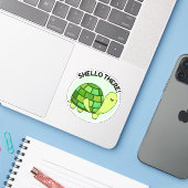 Sticker Shello There Funny Tortoise Pun (Ordinateur portable avec iPhone)