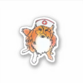 Sticker Sheltie Chien en infirmière Casquette - animalsinh (Devant)