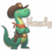 Sticker Shérif de dinosaure mignon/cowboy (Devant)