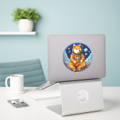 Sticker Shiba, astronaute spatiale Shiba (Ordinateur portable sur le bureau)