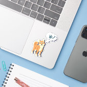 Sticker Shiba Inu (Ordinateur portable avec iPhone)