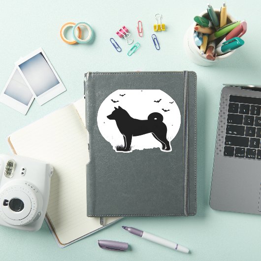 Sticker Shiba Inu Chien - Halloween Lune Silhouette Oversi (Couverture iPad)